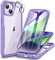 CENHUFO Compatible with iPhone 14 Case Built-in Glass Screen Protector, 360 Full Body Heavy Duty Protective Phone Case for iPhone 14 Case with Camera Lens Protector -Light Purple