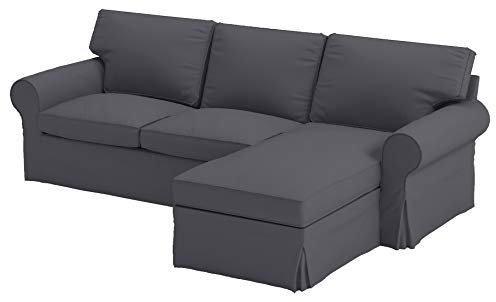 HomeTown Market Strapazierfähiger Sofabezug Ersatz kompatibel für IKEA Ektorp Sofa Cover. Slipcover nur. Sofa Nicht inbegriffen. (4 Sitzer Chaise Polyester dunkelgrau)