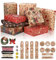 TIDEVAN Wrapping Paper Geschenkpapier 38 Stück Set Inklusive 10 Blatt Kraftpapier 70x50cm,Geschenkanhänger,Roter und Gold Baumwollfade,Glocken,Weihnachtskränze