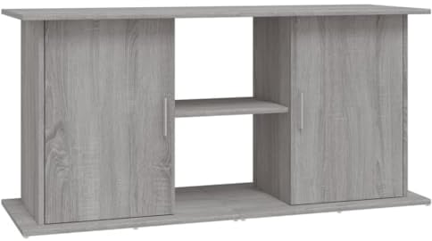 vidaXL Support pour Aquarium, Armoire pour Aquarium avec Compartiments et Étagères, Meuble de Base pour Aquarium avec Rangement, Sonoma Gris Bois d'Ingénierie