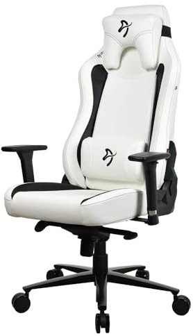 Arozzi Vernazza Silla de gaming ergonómica de poliuretano suave con altura ajustable, asiento y respaldo generosos y cojín de apoyo, diseño sueco para oficina en casa, color blanco