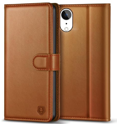 Kuafcase Compatible for iPhone XR Case with 4 Card Slots Magnetic Closure Kickstand Shockproof Protective Phone Case Compatible for iPhone XR - Brown