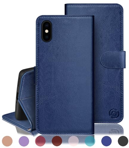 RingPi für iPhone XS Max 6.5 Handy Hülle PU Leder[RFID Schutz] Handyhülle Lederhülle Klapphülle Kartenfach Stoßfeste Schutzhülle Leather Flip Cover für Apple XS Max Wallet Phone Case,Blau