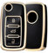 OFF WE GO Autoschlüssel Hülle Schlüsselhülle Cover für VW Volkswagen Golf 4 5 6 Polo Tiguan Passat Beetle Touran Skoda Seat Ibiza4 Altea Leon TPU Schlüsselcover Schlüssel Schutz Gehäuse, Schwarz Gold