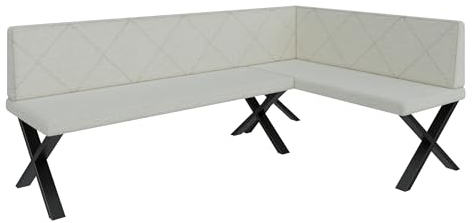 Eckbank Akiko Metal X - Eckbankgruppe für Ihrem Esszimmer, Küche modern, Sitzecke, Essecke. Perfekt für Küche, Büro und Rezeption. Solide und Starke Verarbeitung. (196x128-Rechts-Links-Inari22)