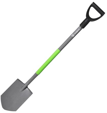 KADAX Gartenspaten mit D-Griff, Robuster Spaten für Garten, Pflanzschaufel, Gartenschaufel mit Stiel, Spatenschaufel aus Stahl, Funktionale Gartenwerkzeug (Spitz)