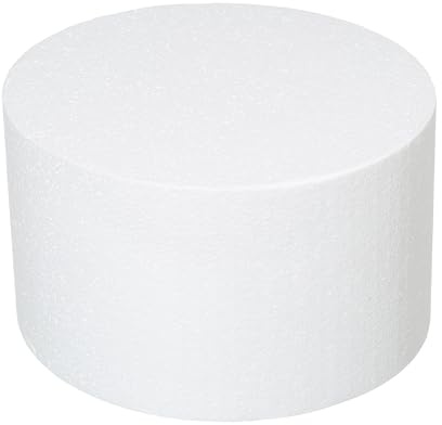Crafare Round Foam Cake Dummies 10x6 Inch Polystyrene Circle Dummy Cake Set for Wedding Birthday Cakes Crafting Modeling Art Project Displays