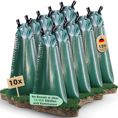 baumbad 10 Premium PE Bewässerungsbeutel 100 Liter, Polyethylen UV Beständig, Baumsack zur Bewässerung in Grün, Baumunterstüzung für heiße Sommer