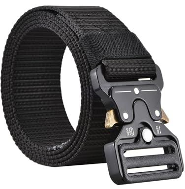 Gürtel Herren Taktischer Gürtel Stoffgürtel Herren Gürtel mit Schnellverschluss Robuste Schnellverschluss-Metallschnalle Riggers Gürtel für Männer für Draussen Sportarten Camping Vatertag(Schwarz)