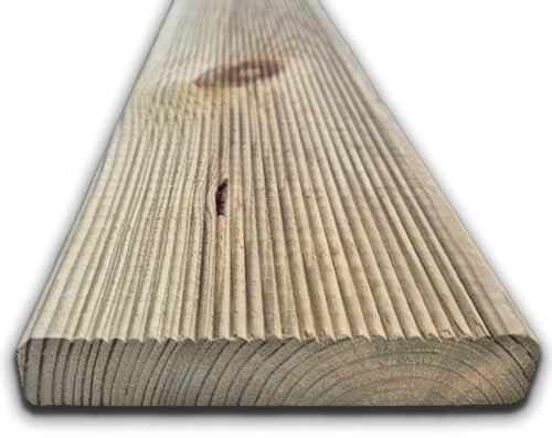 Pavimento in Legno per Esterno da 300x14,5x2,7 cm, in Pino Massello Antiscivolo
