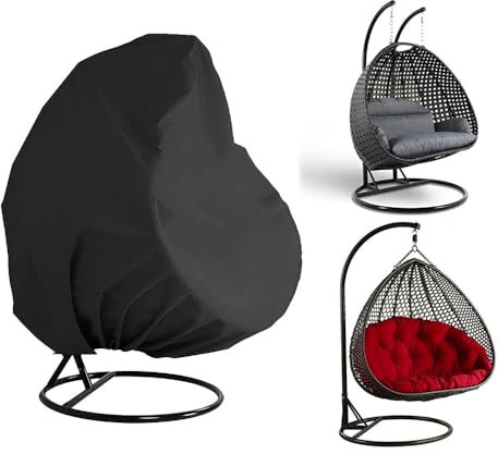 FANSU Hängesessel Abdeckung Outdoor Wasserdicht, 210D Oxford-Stoff Abdeckplane, UV-Anti Winterfest Schutzhülle Gartenmöbel für Hängestuhl, Swing Chair, Egg Chair (200x230cm,Schwarz)