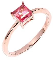 Bague de fiançailles en argent Sterling 925 pour femmes, bague en pierre naturelle avec pierre taillée de forme carrée, bague en topaze rose