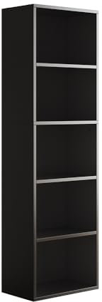 Vicco Bücherregal Bob, Schwarz, 40 x 132 cm mit 5 Fächern