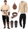 Ulikey Mittelalter Kleidung Herren, Karneval Herren Renaissance Kostüm Set mit Mittelalterliches Piratenhemd, Mittelalter Hose Viking Kostüm, Gürtel, Handgelenkschützer für Faschingskostüme (Beige, S)