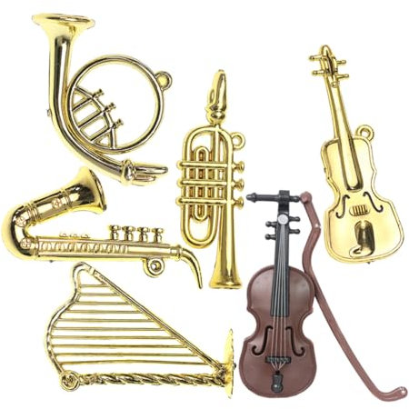 ERINGOGO 6St Mini-Musikinstrument-Spielzeug puppenhaus deko Mini Musikinstrumente für Puppenhaus Mini-Harfe Puppenhaus Waldhorn Puppenhäuser Mini-Instrumentenmodell Mini-Saxophon PVC