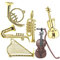 ERINGOGO 6St Mini-Musikinstrument-Spielzeug puppenhaus deko Mini Musikinstrumente für Puppenhaus Mini-Harfe Puppenhaus Waldhorn Puppenhäuser Mini-Instrumentenmodell Mini-Saxophon PVC