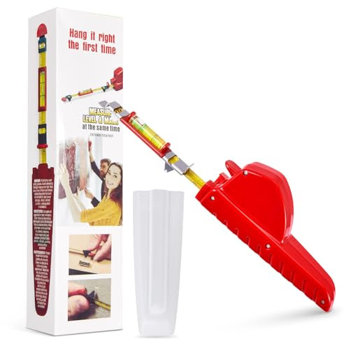 Draywitt Picture Hanging Leveling Tool - Ergonomic Tape Measure with Level,Hang o Matic Picture Hanger Measuring Tape to Hang Pictures, Mirrors, TVs, and Shelves