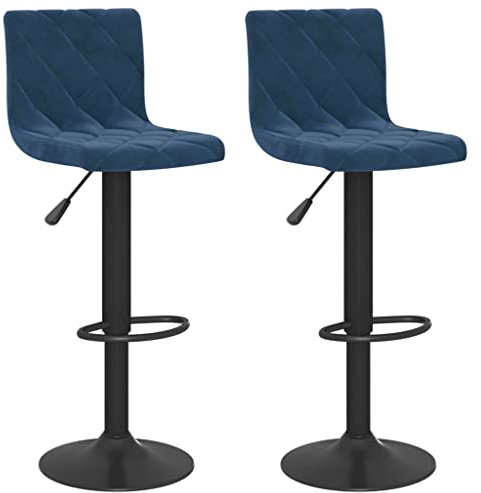 vidaXL Barhocker 2 STK. Blau Samt, Barstühle, Stuhl Bar, Stuhl, Hocker Bar, Stühle Bar, Stühle, Tresenstuhl, Thekenstuhl, Tresenhocker, Thekenhocker