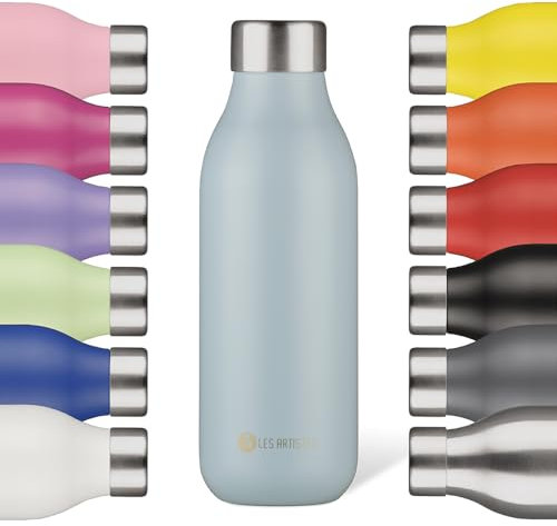 LES ARTISTES Paris A-2386 Bottle'Up 2.0, Thermos 500 ml, Gourde isotherme sans BPA, Réutilisable, Garde au chaud 12h et au froid 24h, Légère, Acier Inoxydable, Design Lagoon