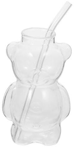 MAGICLULU 1 Satz Bärenglas-Wasserbecher Plüsch Bärenförmige Flasche Iced Latte Tasse Deckel Cartoon-Tasse Trinkglas Wasserbecher für Zuhause kreative Kaffeetasse Transparent Wiederverwendbar
