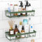 DIFULI Shower Caddy Shelf Organiser 2 Pack, No Drill Sage Green Shower Shelves,Self Adhesive Bathroom Caddy, Shower Storage Accessories