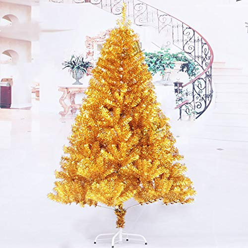 Albero di Natale Artificiale in PVC Dorato da 6 Piedi, con Supporto in Metallo spento Pieghevole Albero di Pino Decorato, per Le Vacanze Tradizionali al Coperto Il Nuovo