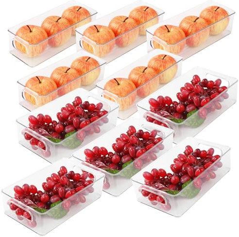 Kühlschrank Organizer Set,10er Set (2 Größe) Kühlschrank Organizer,Küchen Organizer,Geeignet für Küche, Kühlschrank, Schublade, Kleiderschrank, Schreibtisch oder Bürotisch usw,BPA-frei
