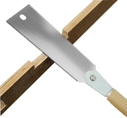 Japanese Pull Saw 9.3inch Double Edge Progressive Progressive 10TPI and 17 TPI Teeth Hand Saw Detachable SK5 High Carbon Steel Wood Saw for Hardwood Softwood Cross-Cut, Rip-Cut(Double Edge)