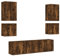 HEFZGDB 6-TLG. Wohnwand Räuchereiche Holzwerkstoff Regal Niedrig Tv Schrank Wohnzimmertisch Wohnzimmer Möbel für Büro Wohnbereich Gästezimmer Schlafzimmer