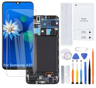 Display Bildschirm für Samsung A20 TFT mit Rahmen | Werkzeugsatz tragen,TFT LCD,HD Display,Bildschirm ersetzen,für Modelle:A205F A205FN A205GN A205YN A205G A205W A205U