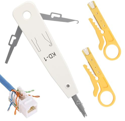 APOMOONS LSA Auflegewerkzeug, Lsa Plus Anlegewerkzeug Netzwerk Cat 7 mit 2 Drahtschneider, Netzwerk Werkzeug für Netzwerkdose RJ45 (Grau)