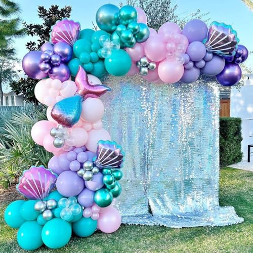 Meerjungfrau Luftballon Girlande,150 Stück Meerjungfrau Premium Luftballon Girlande Set,Ballongirlande Party Deko für Geburtstagsdeko, Abiball,Partydekorationen,Hochzeit