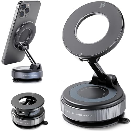 EVEMANT 2026 Upgraded Vacuum Magnetic Car Phone Holder, 360° Adjustable Magsafe Car Mount with 90 LBS Ultra Suction Cup, Cell Phone Holders for Car/Gym/Mirror, fit iPhone & Android