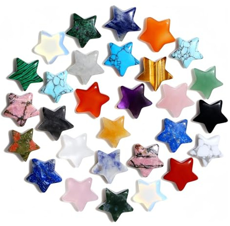Vbxvsa 20 Stück Glitzernde Stern Edelsteine, 2cm Polierte Dekorative Steine, Mehrfarbige Glückssteine, Geschenk für Meditation und Dekorationen