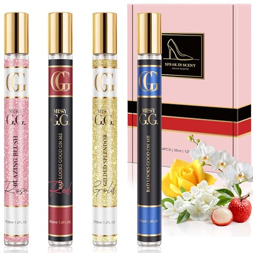 Premium Women Perfume Gift Set - 4 Pcs Mini Perfume for Women Long Lasting | 35ml Each -Parfum with Floral and Fruity Notes, Travel Portable Parfum, Gift for Mum Birthday
