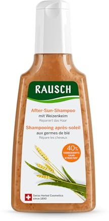 RAUSCH After Sun Shampoo mit Weizenkeim 200 ml – sanfte Reinigung nach Sonne, Salz & Chlor – veganes Shampoo ohne Silikone, hergestellt in der Schweiz mit Weizenkeim- & Aloe-Vera-Extrakt