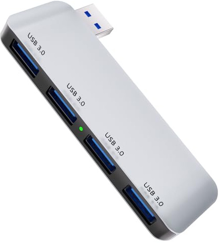 4 Ports USB Hub 3.0 for Desktop, Multiport USB Splitter Aluminum 5Gbps Adapter Accessories, Expander for Laptop PS5 HDD Printer Camera Keyboard Mouse (Left)