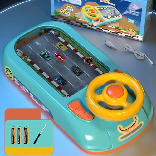 Generisch Lenkradsimulation für Kinder, Fahrspielzeug, Puzzle, Desktop-, um Rennen durch das große Abenteuer vermeiden (Green, 43x22x13cm)