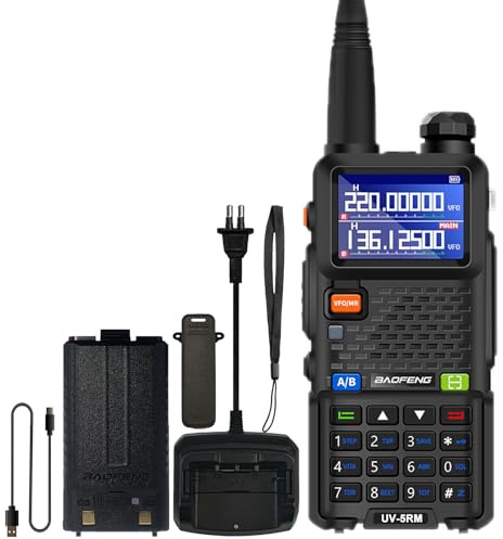 BAOFENG UV-5RM Walkie Talkie Multi-Band Long Range Handheld Transceiver NOAA USB-C Charging Upgrade of UV-5R Wireless Air Band 1.77in LCD Screen