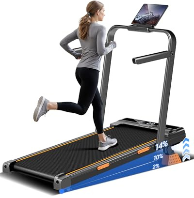 CURSOR FITNESS Laufband für Zuhause klappbar 10KM/H, Laufband mit Steigung für Zuhause mit Bürstenlosem Motor, Walking Pad mit Steigung