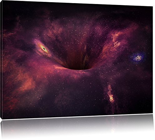Pixxprint Schwarzes Loch im Weltall, Größe: 80x60cm, Leinwandbild, fertig gespannt, Wandbild, Dekoration, Kunstdruck, kein Poster