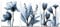 Sea Charm Blume Leinwand Wall Kunstdruck Blau Elegantes Transparentes Blumen Leinwand Art Malerei für Living Room Decor, Still Life Artwork gerahmt, jedes Stück 40,6 x 61 cm 12x16x3pcs Merhfarbig