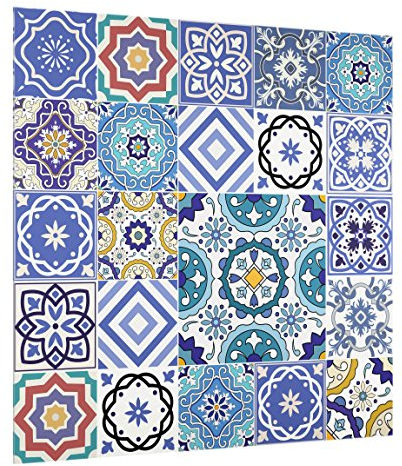 Bilderwelten Spritzschutz Glas - Portugiesische Fliesen Spiegel - Quadrat 1:1, 59cm x 60cm