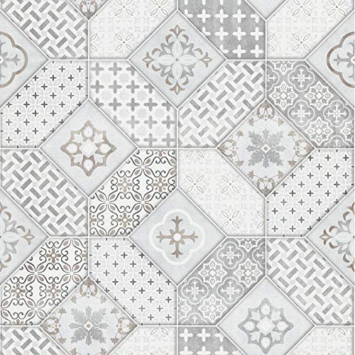 Erismann 6315-10 Rouleau de papier peint Motif carrelage Gris/argenté