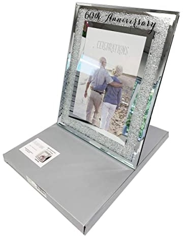 60th Wedding Anniversary Photo Frame Diamond Mirror Glass Crystal Diamante Gift