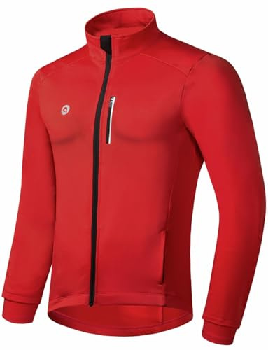 Przewalski Fahrradjacke Herren Winter Softshell Winddicht Reflektierend | Fleece-Innenfutter, wasserabweisend, atmungsaktiv, 2 Rückentaschen, Brusttasche, Softshell Windbreaker, Rad Laufen