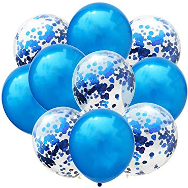 Oblique Unique® Konfetti Luftballon Set für Geburtstag Feier Jubiläum Hochzeit JGA Party Baby Shower Deko Ballons Blau