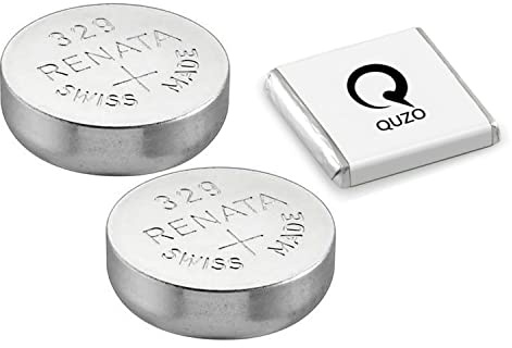 Bundle of 2 x Renata 329 Watch Battery 1.55v SR731SW + Quzo Belgian Chocolate - Official Renata Watch Batteries