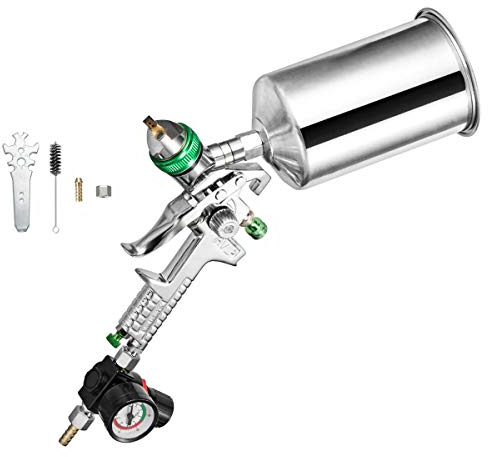 Asudaro Pistolet à Peinture de Voiture 2.5 MM compresseur HVLP Pistolet de pulvérisation 1000 ML buse aérographe aérographe Pistolet pour Peinture Murale/Voiture Peinture avec vanne de régulation