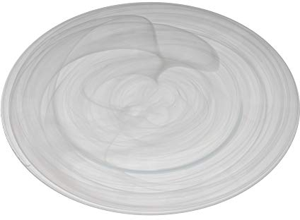 Set mit 6 Atlas Platzteller aus Glas, Farbe Alabaster, transparent, weiß: Maße: Ø 33 cm.